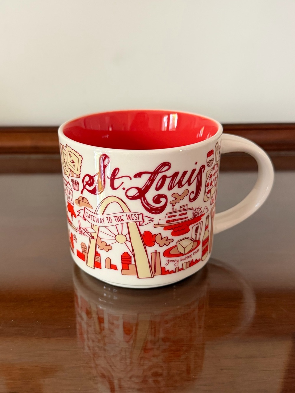 Starbucks Been There Series St. Louis Missouri 14 oz Coffee Mug Red Interior